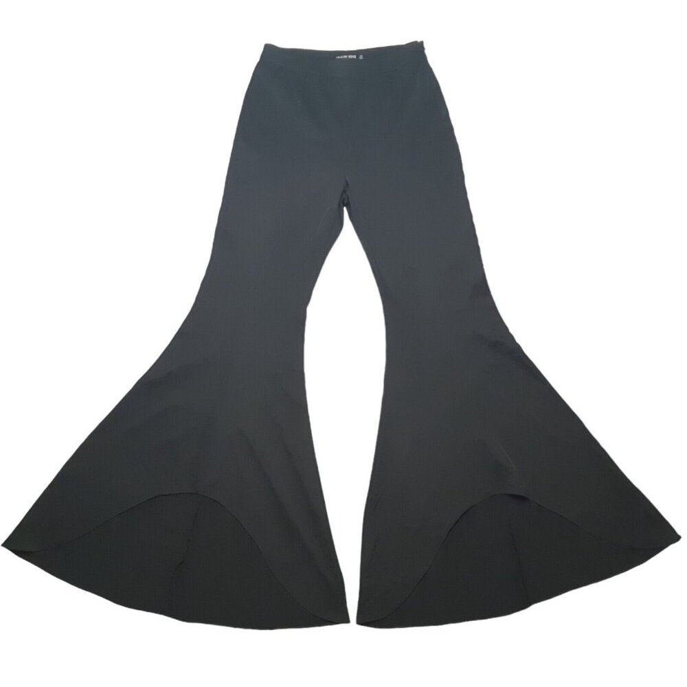 Fashion Nova Pants Womens Juniors XS Black Ultra‎ Flared Bellbottom Side Zip